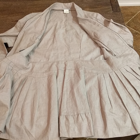 Sarah Pacini beige / tan coated linen jacket - Picture 3 of 7